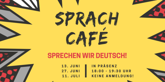Explosion bubble in which the dates of the next Sprachcafé meetings are written